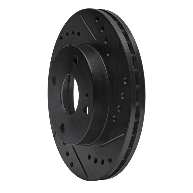 Ford Escort Brake Rotor (1) - Front Right - R1 Concepts - Drilled & Slotted - Black - `90-`01